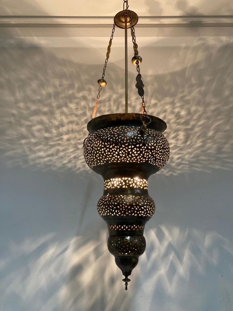 Moroccan Hanging Brass Chandelier Andalusian Moorish Style