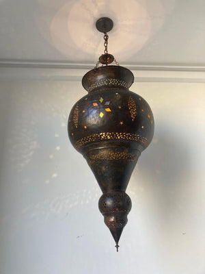 Vintage Moroccan Bronze Moorish Chandelier