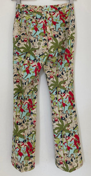 90's JOHN GALLIANO Knit Print Pattern Cropped Trousers Pants