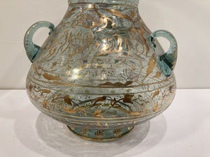 Handblown Mosque Glass Lamp in Mameluke Style Gilded with Arabic Calligraphy