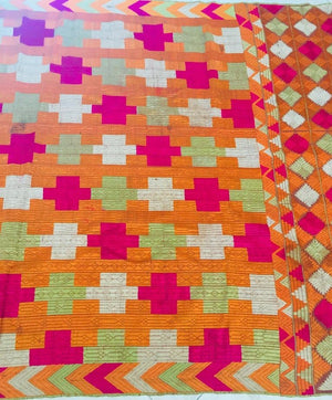 Phulkari Bawan Bagh Silk Embroidery Wedding Shawl, Punjab India