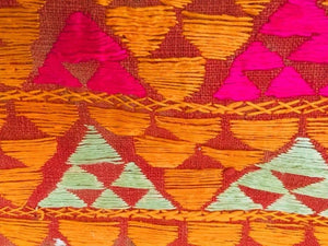 Phulkari Bawan Bagh Wedding Shawl, Silk Embroidery on Cotton, Punjab India