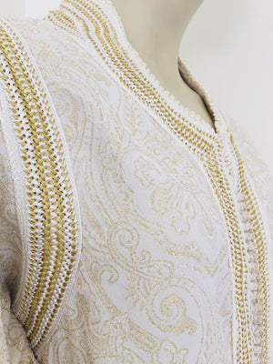 Moroccan White Kaftan Maxi Dress Caftan Size Large