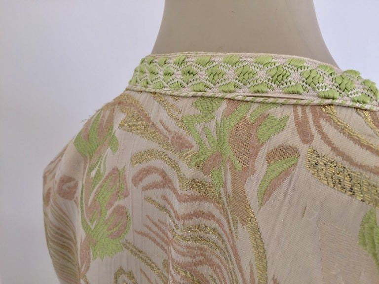 Moroccan Kaftan in Silver Metallic Floral Brocade