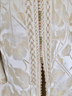 Moroccan Caftan White Ivory and Gold Brocade Kaftan