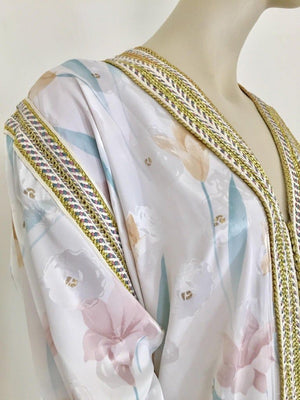 Vintage Moroccan White Kaftan Maxi Dress Caftan Size Large