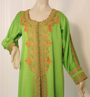 Moroccan Kaftan in Kelly Green