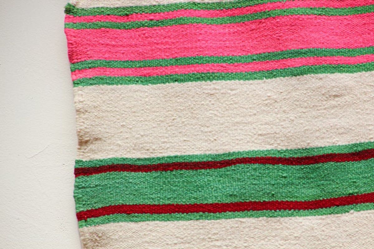 Vintage 1960s Moroccan Flat-Weave Rug, Ethnic Textile Handira