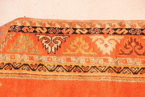 1960s Moroccan Vintage Orange Color Tribal African Pile Rug