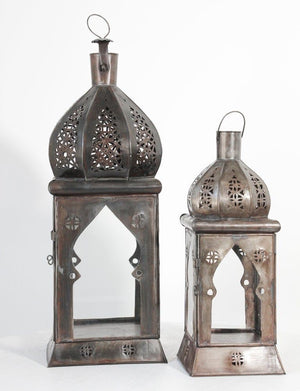 Moroccan Square Tole and Clear Glass Candle Lantern