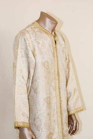 Moroccan Vintage Kaftan Gentleman Silver and Gold Caftan, circa 1970