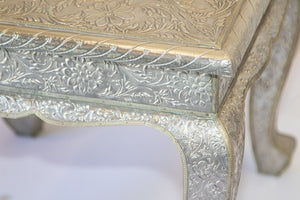 1950 Anglo-Indian Silver Wrapped Clad Side Low Table