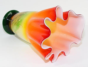 Murano Orange Footed Vase Freeform Handkerchief Art Glass