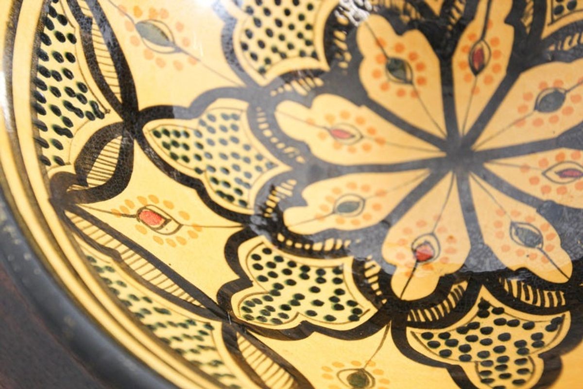 Vintage Moroccan Handcrafted Ceramic Yellow Bowl