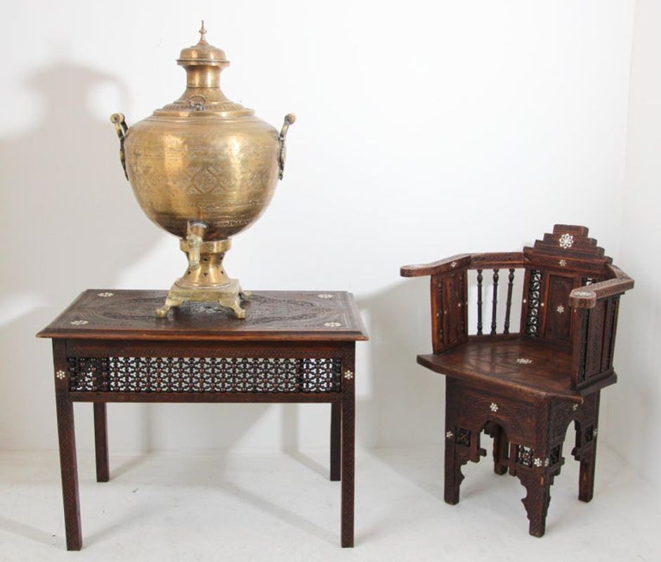 19th Century Handcrafted Mughal Brass Samovar in Moorish Style