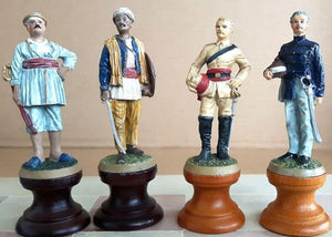 The Raj Hand Painted India-British War 1857 Game Chess with Table