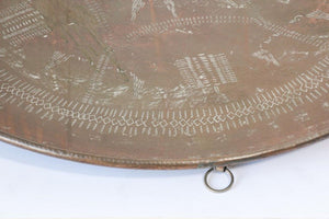 Antique Turkish Tinned Copper Circular Serving Tray