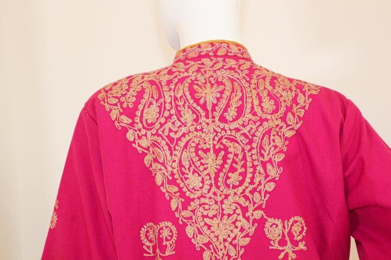 Vintage Moroccan Caftan Hot Pink with Gold, 1970's