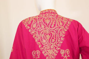 Vintage Moroccan Caftan Hot Pink with Gold, 1970's