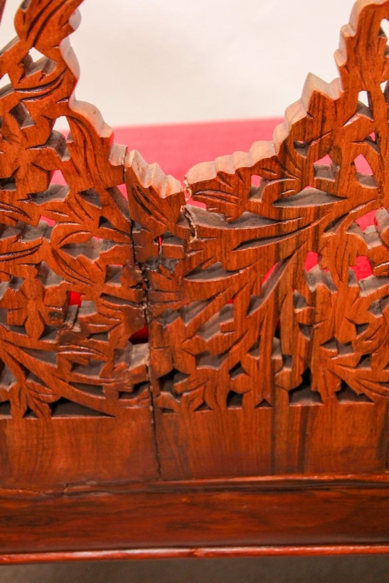 Anglo-Raj Settee with Open Back Hand Carved Tree of Life Back