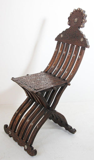 Moorish 19th Century Folding Chair Inlaid