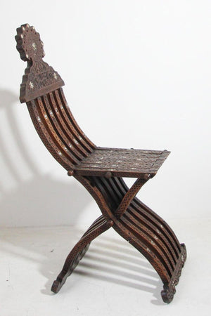 Moorish Moroccan 19th Century Folding Chair Inlaid