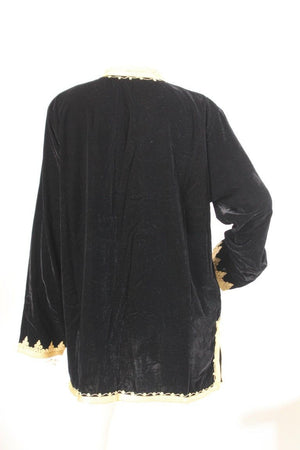 Moroccan Kaftan Black Velvet Vest with Gold Embroideries