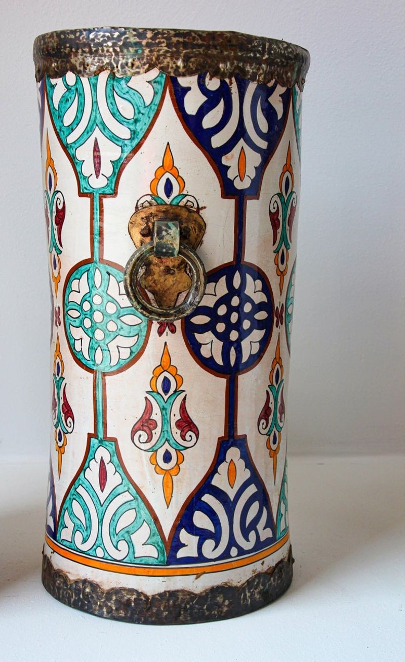 Handcrafted Moorish Ceramic Urns with Metal Handles, 20th Century