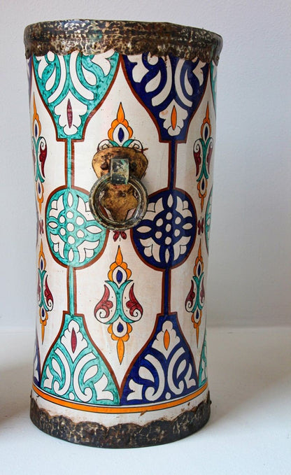 Handcrafted Moorish Ceramic Urns with Metal Handles, 20th Century