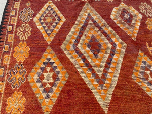 1960s Moroccan Vintage Hand-woven Boujad Tribal Area Rug