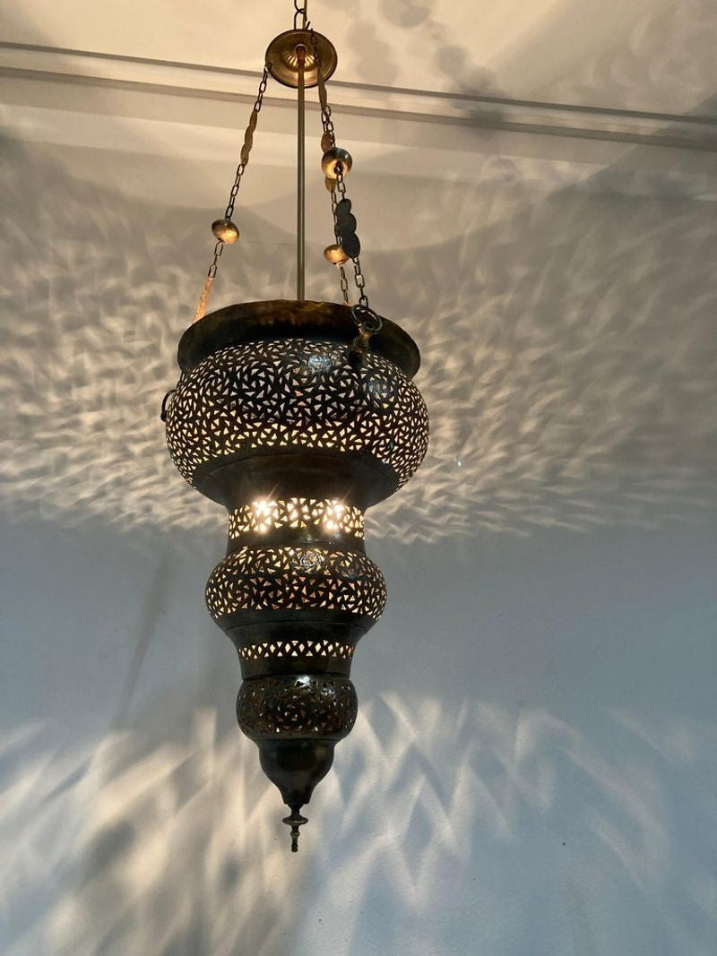 Moroccan Hanging Brass Chandelier Andalusian Moorish Style E mosaik