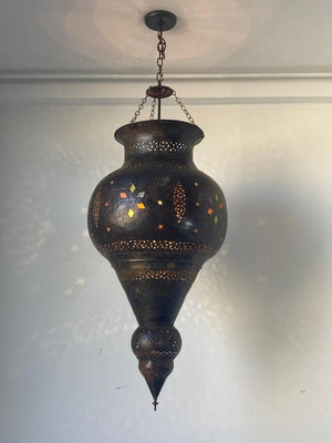 Vintage Moroccan Bronze Moorish Chandelier