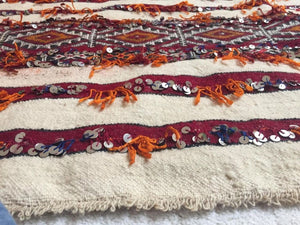 1960s Moroccan Tribal Wedding Rug with Sequins North Africa, Handira