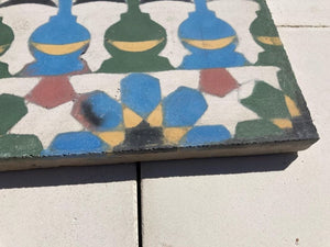 Moroccan Encaustic Cement Tile Border with Moorish Fez Design