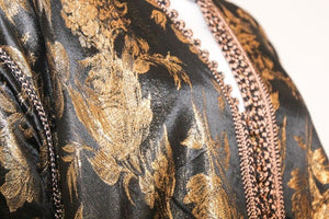 Vintage Moroccan Caftan, Black and Gold Embroidered, ca. 1960s