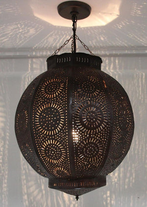 Handcrafted Moroccan Metal Orb Pendant, North Africa