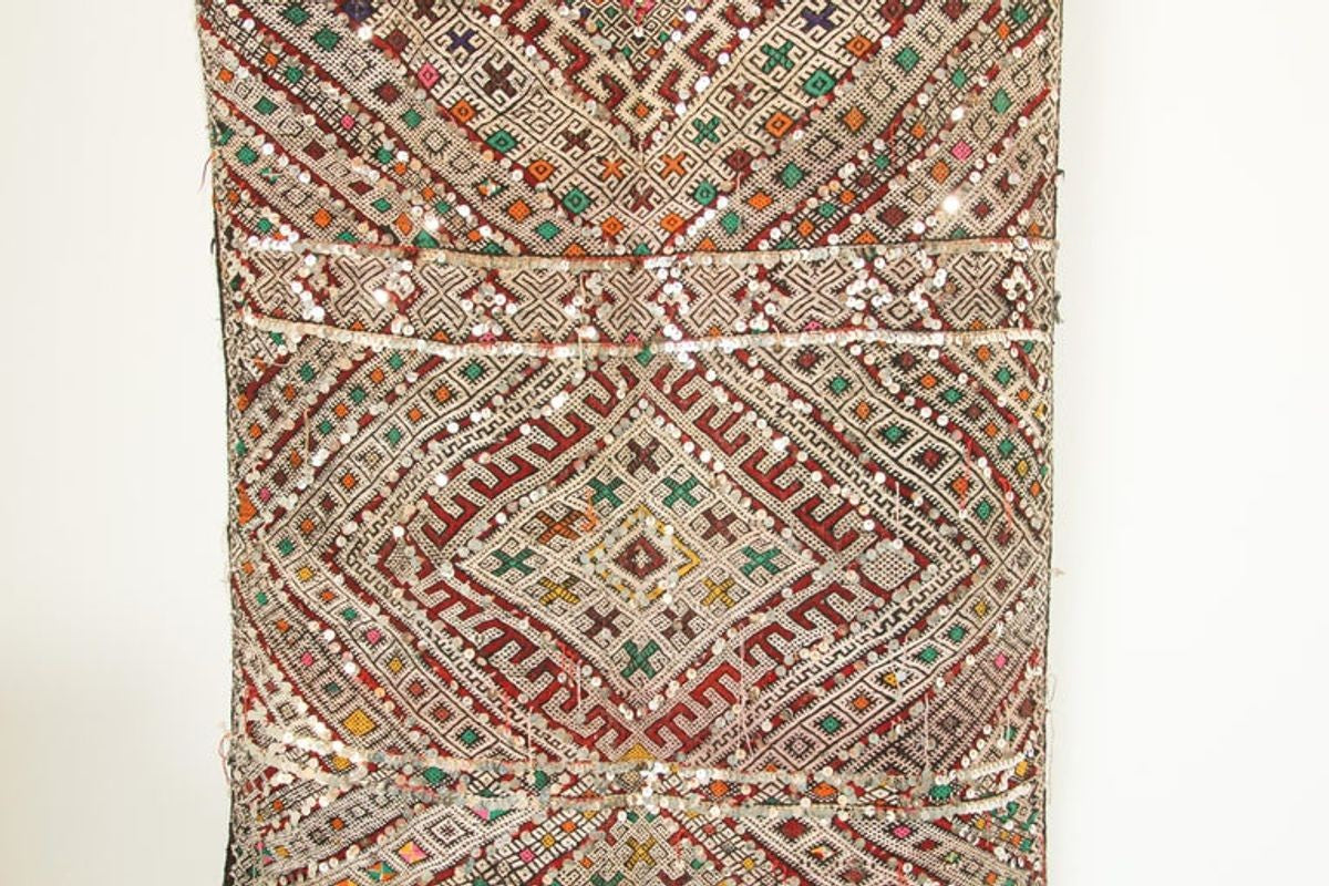 1950s Authentic Moroccan African Tuareg Wedding Runner Rug 15.5 ft long