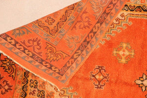 1960s Moroccan Vintage Orange Color Tribal African Pile Rug