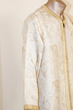 Moroccan Vintage Kaftan Gentleman Silver and Gold Caftan, circa 1970
