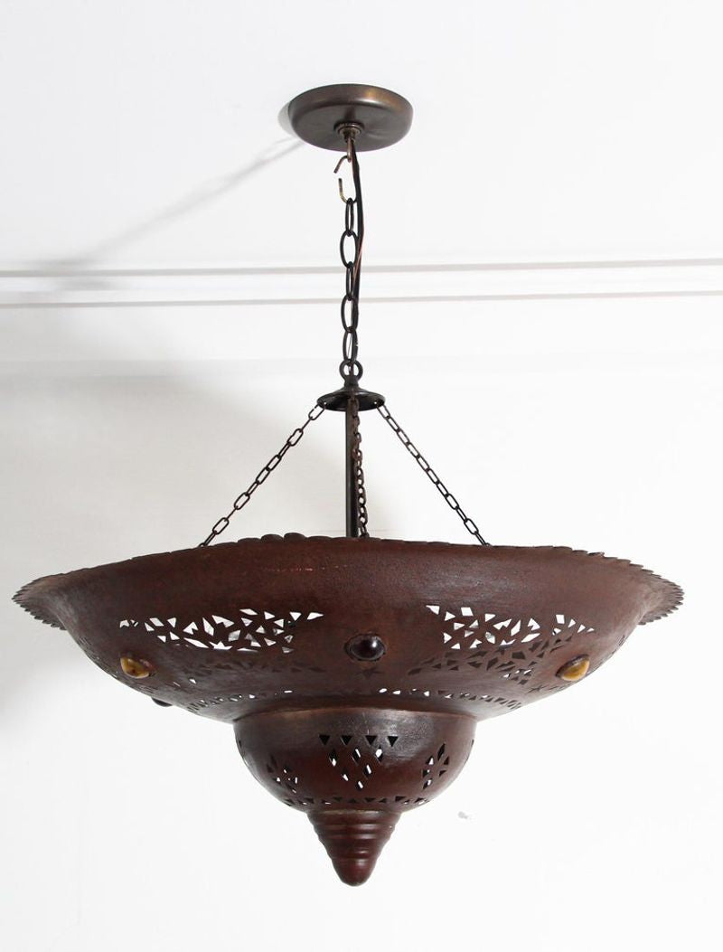 Handcrafted Moroccan Metal Chandelier with Moorish Design