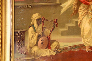 Orientalist Gravure Scene of Turkish Women Dancing in the Harem, Luigi Crosio