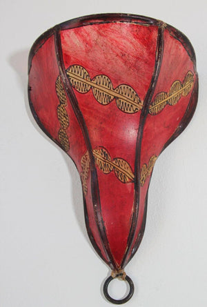 Tribal Art African Parchment Wall Sconce Red