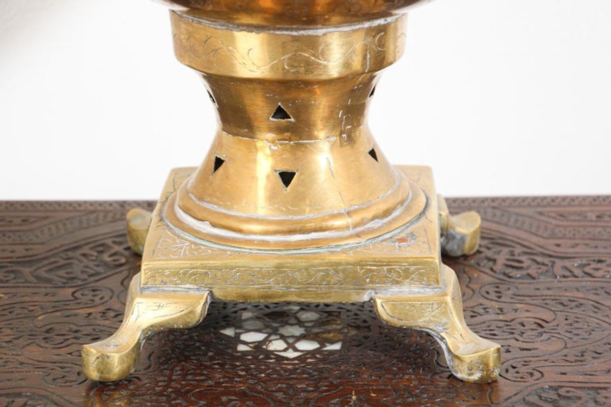 19th Century Handcrafted Mughal Brass Samovar in Moorish Style
