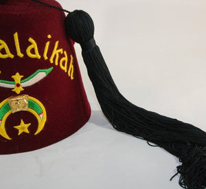 AL Malaikah Vintage Iconic Masonic Shriner Burgundy Wool Fez Hat in Original Box
