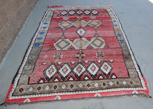 Moroccan Vintage Hand-Woven Boujad Berber Rug, circa 1960