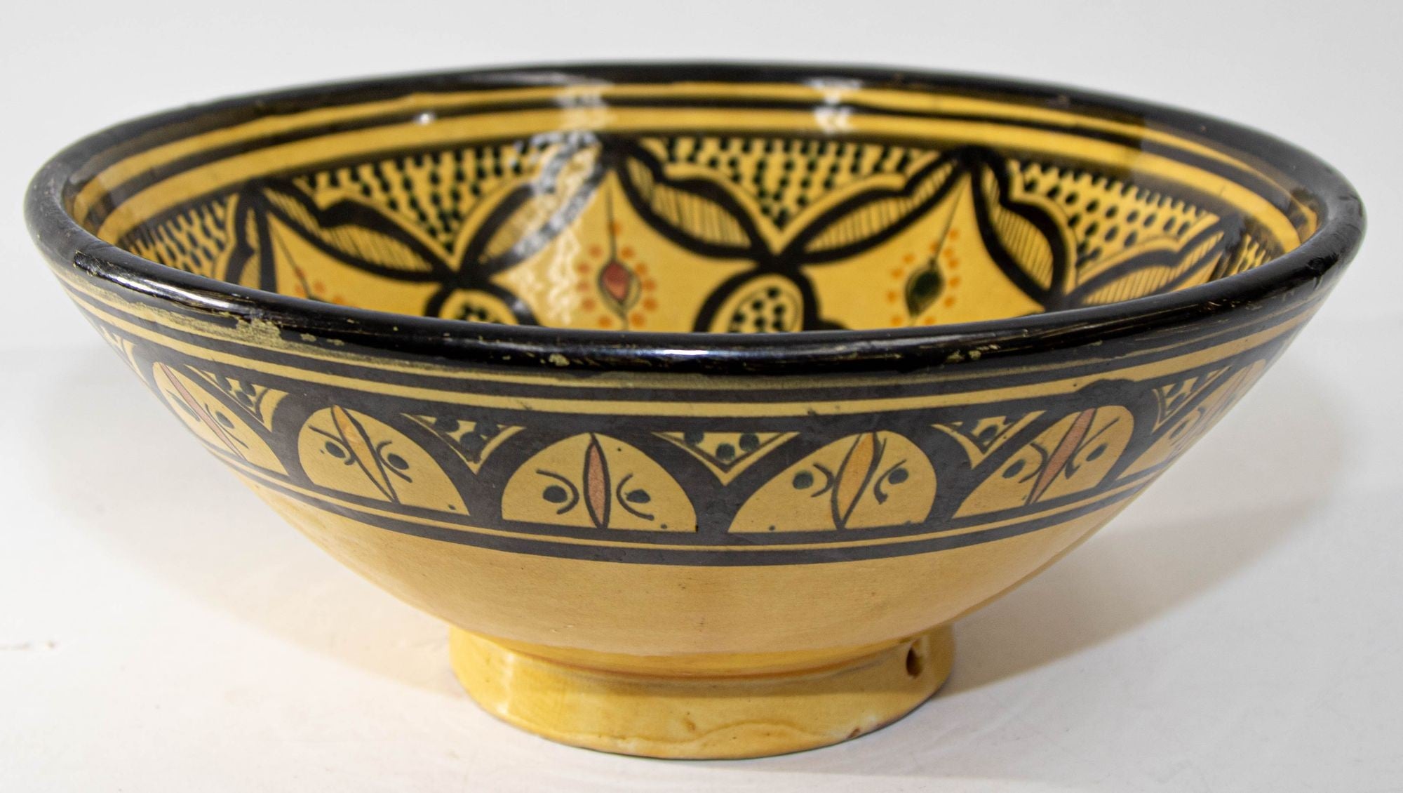 Vintage Moroccan Handcrafted Ceramic Yellow Bowl
