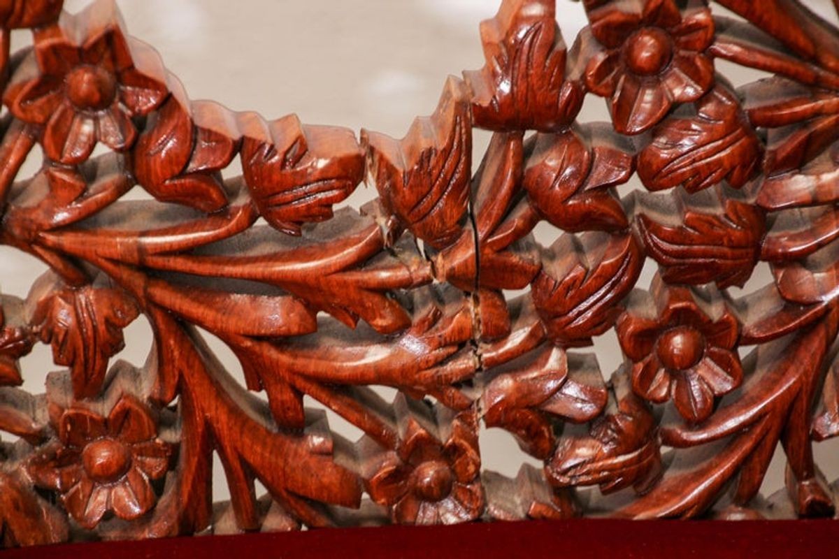 Anglo-Raj Settee with Open Back Hand Carved Tree of Life Back