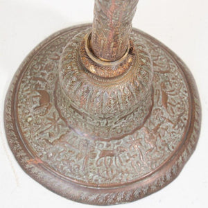 Antique Copper Vase with Hindu Scenes, 19th Century