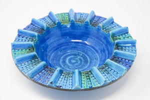 Aldo Londi Blue Ceramic Ashtray Handcrafted in Italy