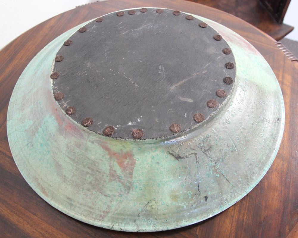 Handcrafted Italian Art Studio Large Stoneware Bowl Aqua Color